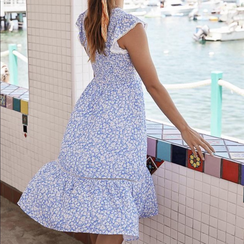 Lost + Wander Pick Me Blue Midi Dress